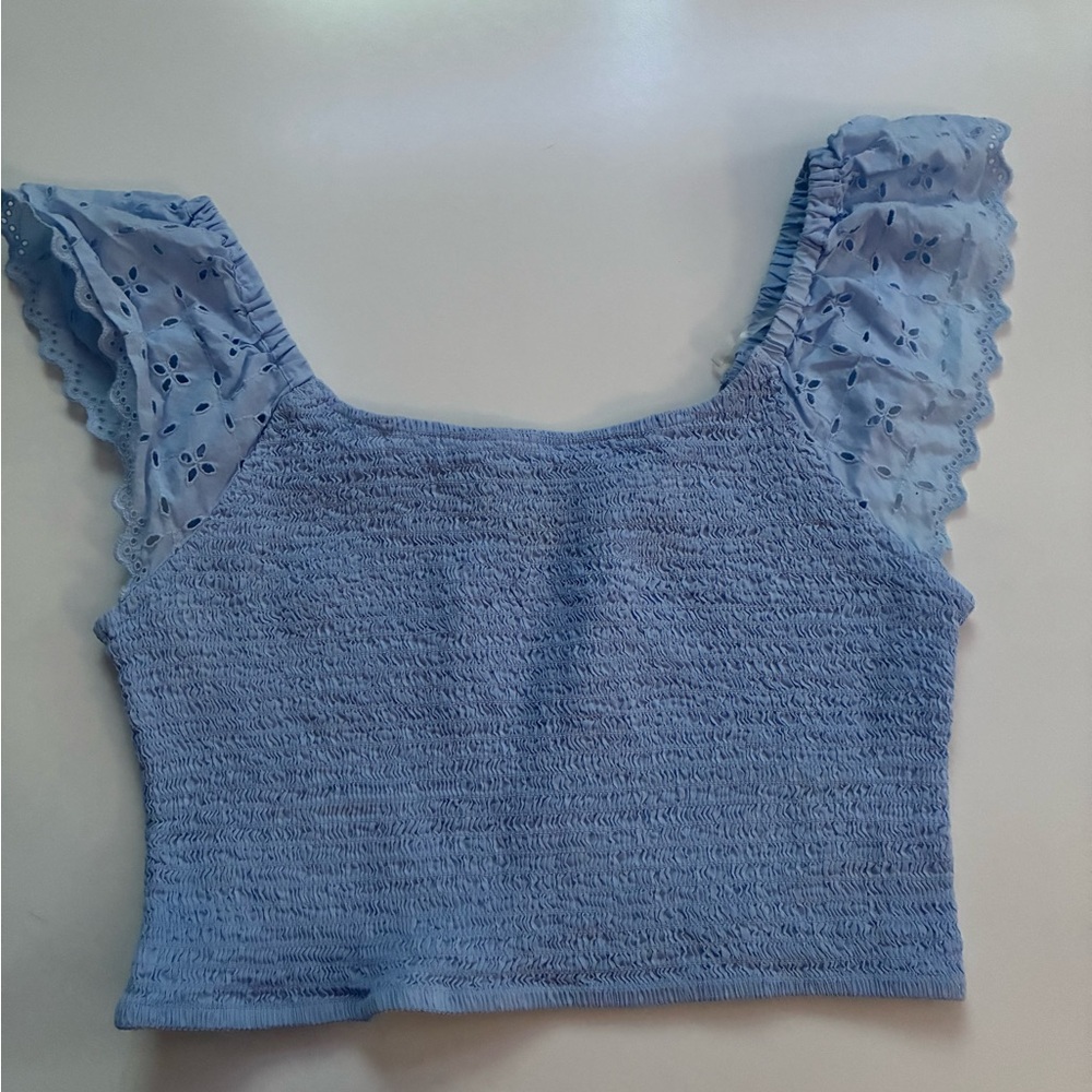 Universal Thread Light Blue Smocked Crop Top